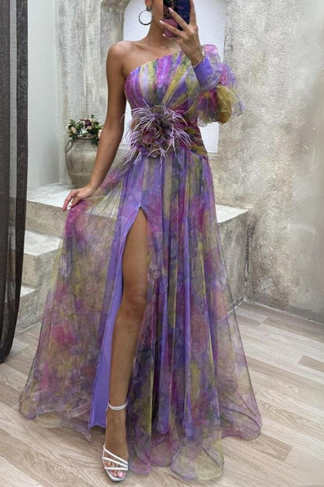 Gella - One-Shoulder Floral Maxi Dress