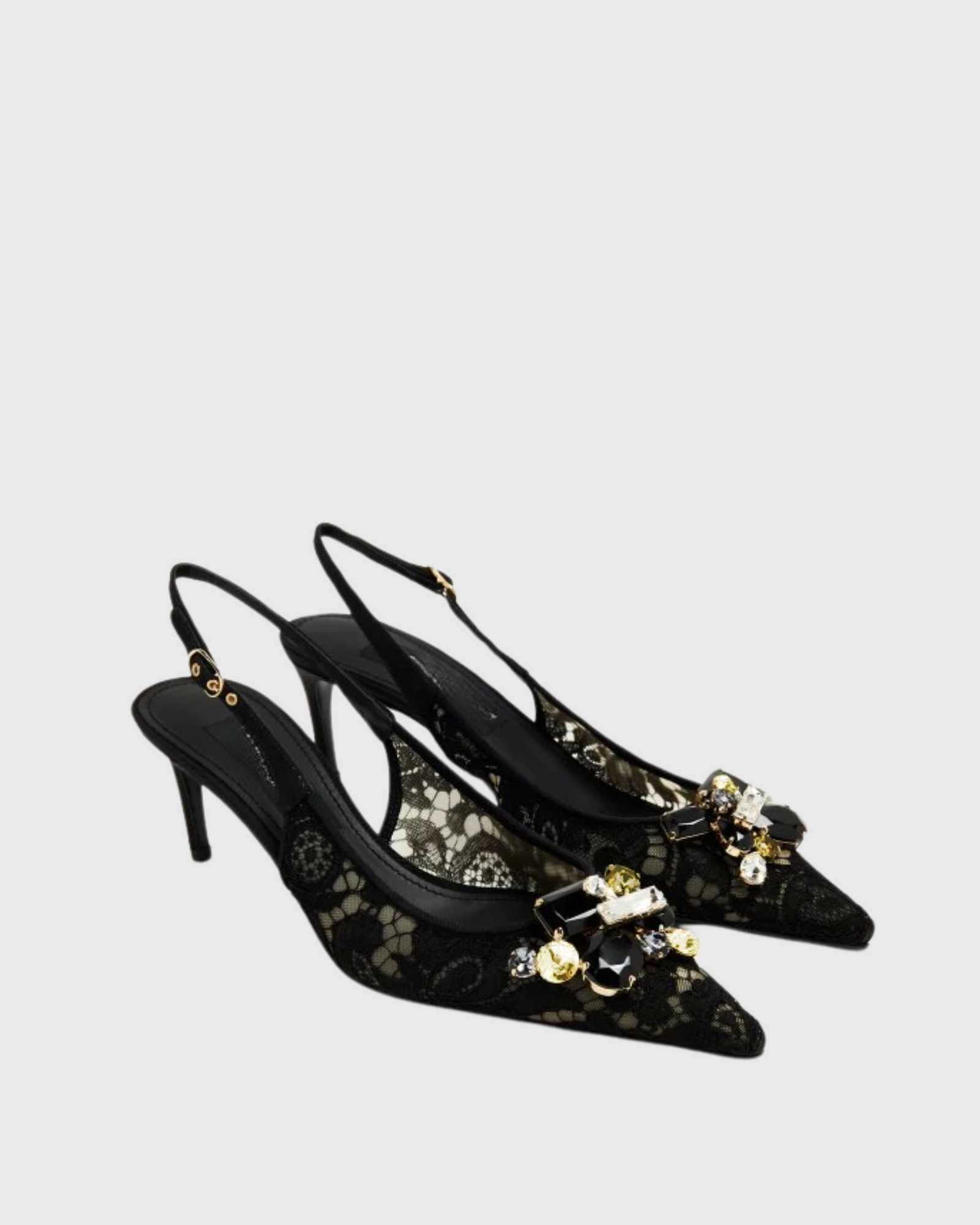 Lex Rhinestone Lace Slingback Pumps