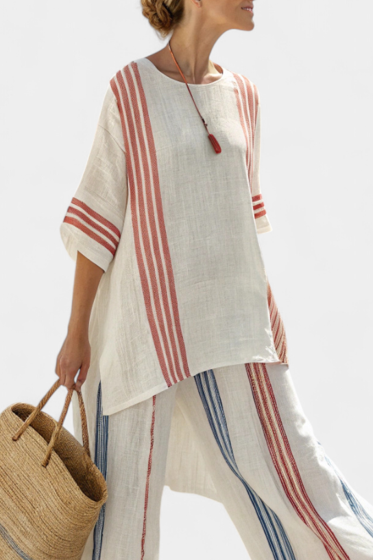 Solvane | Mediterranean Stripe Linen Set