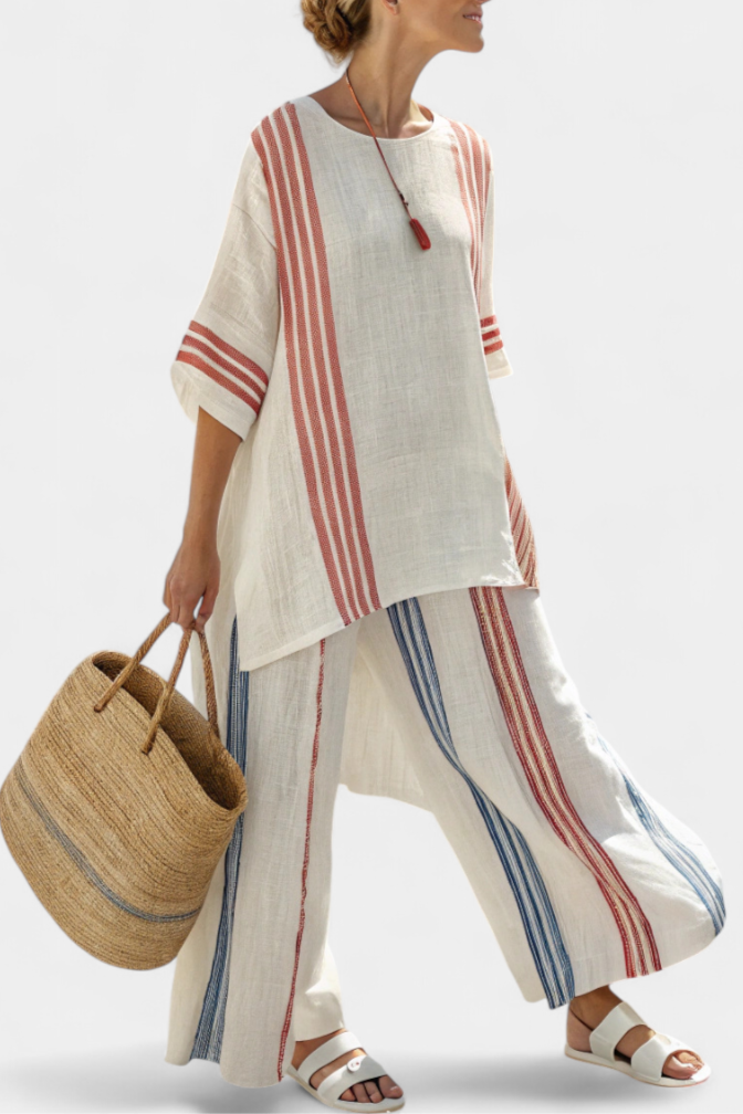 Solvane | Mediterranean Stripe Linen Set