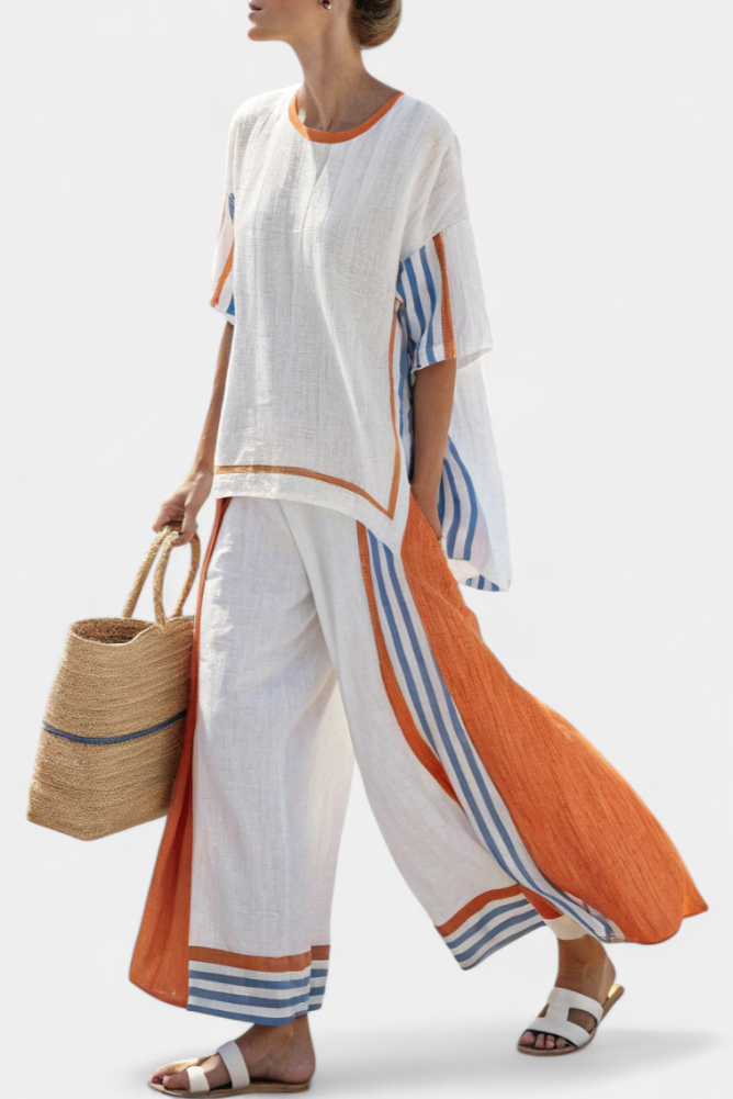Marina | Elegant striped linen set