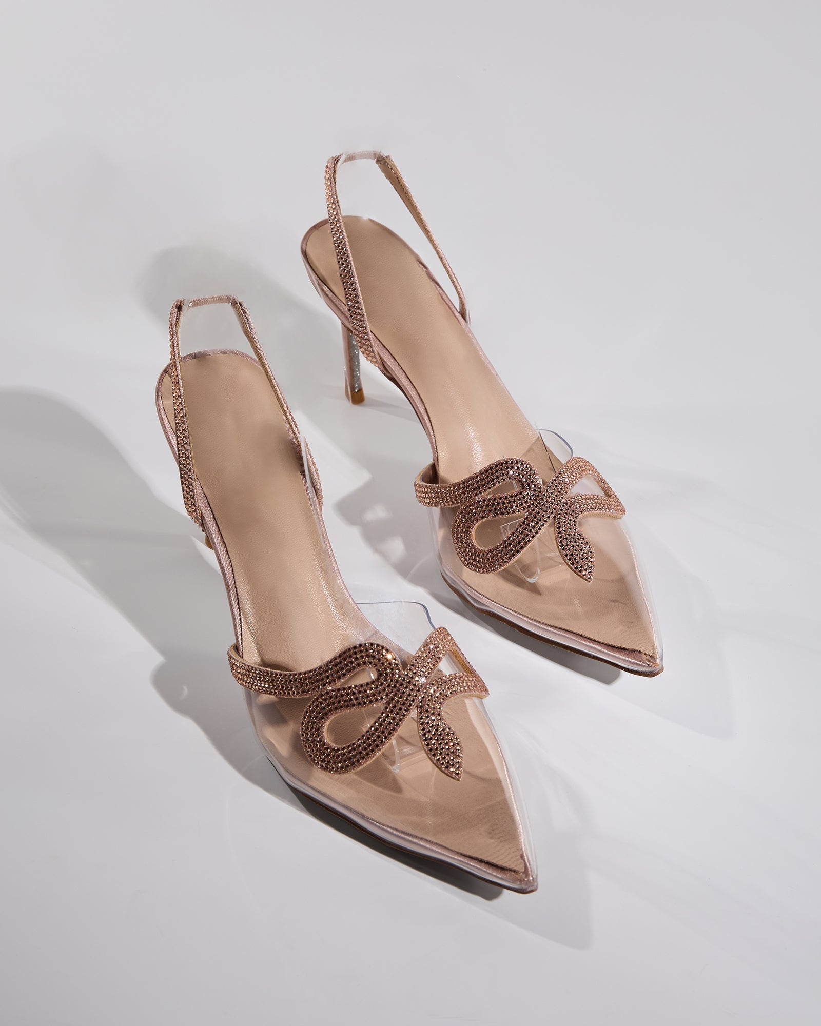 Sarni Snake Rhinestone Slingback Pumps in Champagne