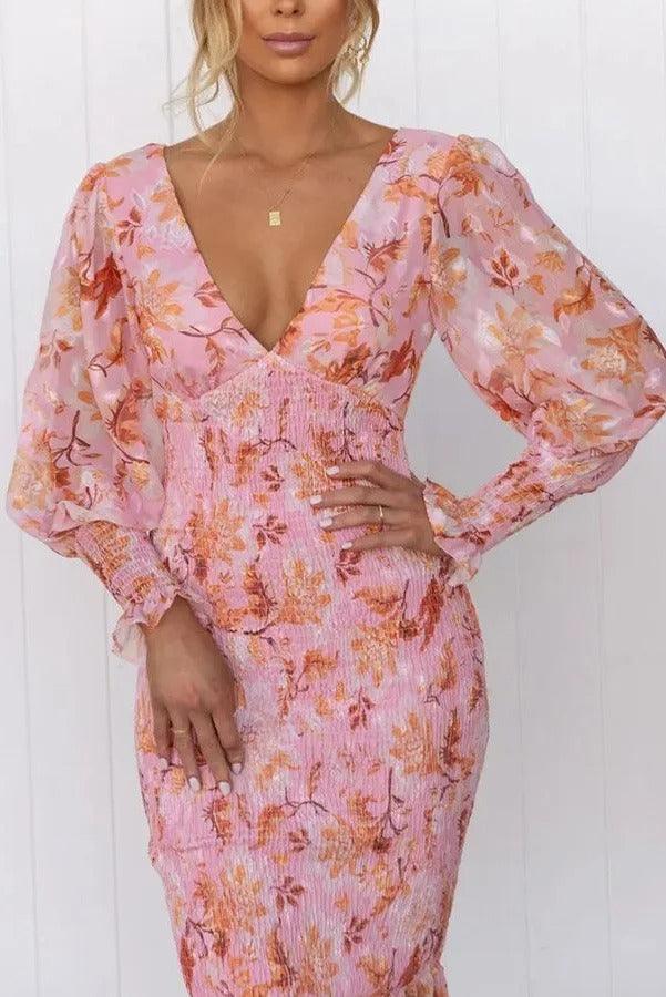 Taisie - Floral Ruffle Midi Dress