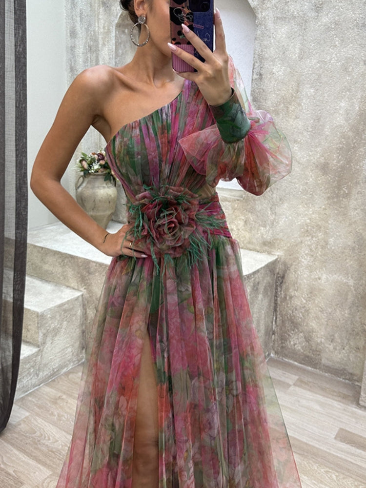 Gella - One-Shoulder Floral Maxi Dress