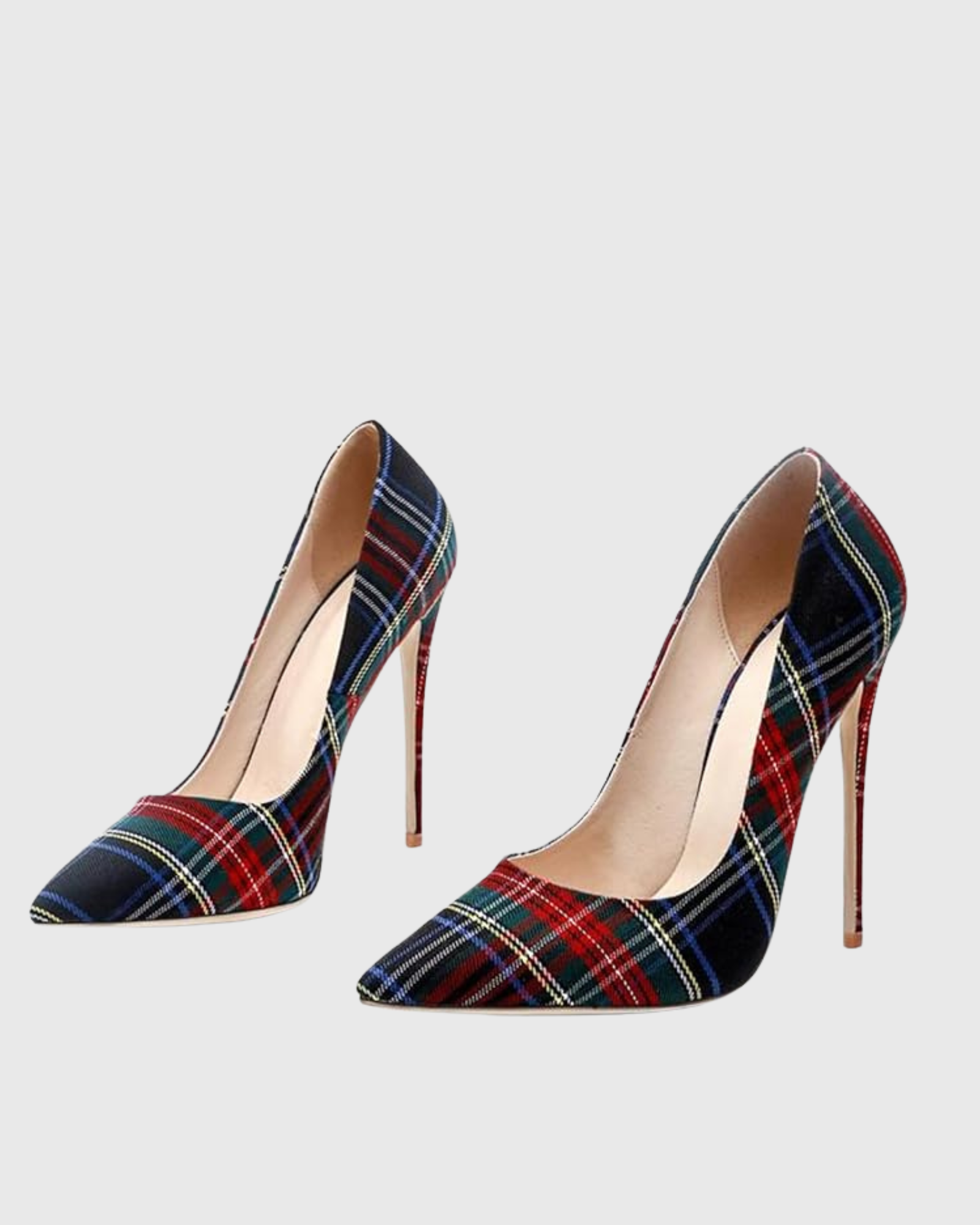 Doe Check Print Pumps In Navy