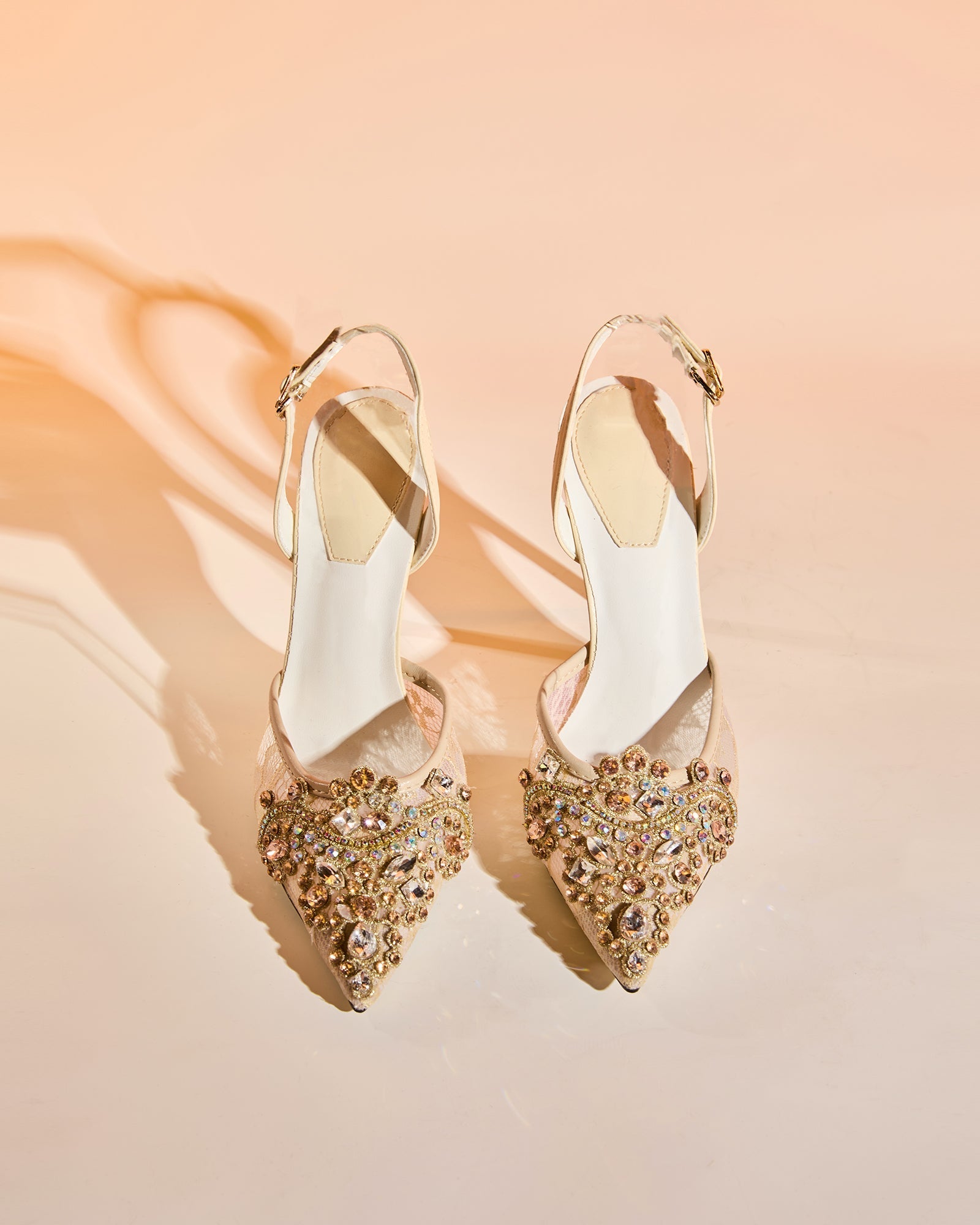 Sadb Diamond Embroidery  Pumps In Apricot